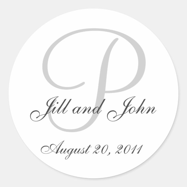 Monogram Wedding Initial Bride Groom Siegel Sticke Runder Aufkleber (Vorderseite)