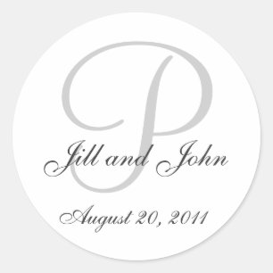 Monogram Wedding Initial Bride Groom Siegel Sticke Runder Aufkleber