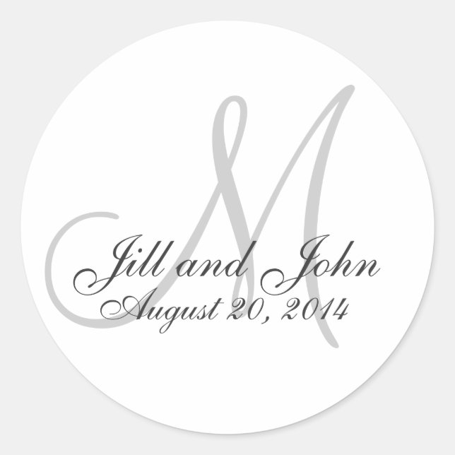 Monogram Wedding Initial Bride Groom Siegel Sticke Runder Aufkleber (Vorderseite)