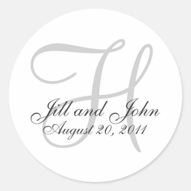 Monogram Wedding Initial Bride Groom Siegel Sticke Runder Aufkleber (Vorderseite)