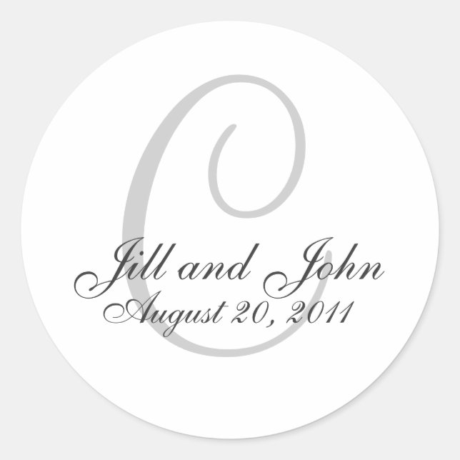 Monogram Wedding Initial Bride Groom Siegel Sticke Runder Aufkleber (Vorderseite)