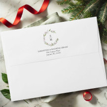 Monogram Wedding Invite Envelopes Botanical