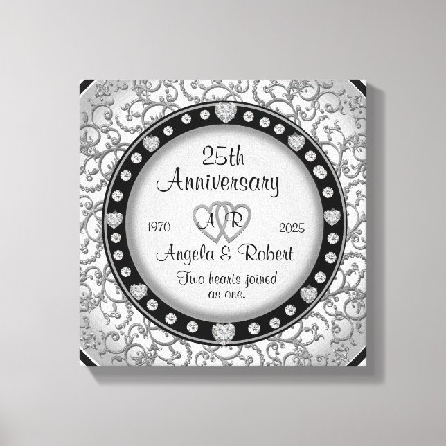 Monogram Wedding Jubiläum mit Herz Leinwanddruck (Vorderseite)