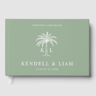Monogram Wedding Logo Palm Tree Gästebuch