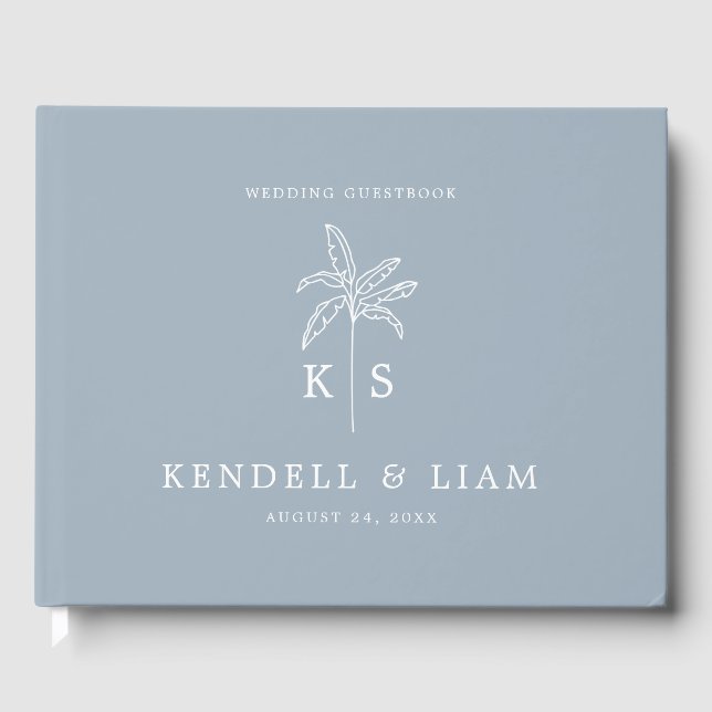 Monogram Wedding Logo Palm Tree Gästebuch (Vorderseite)