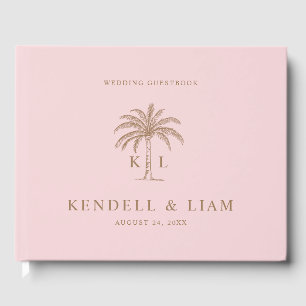 Monogram Wedding Logo Palm Tree Gästebuch