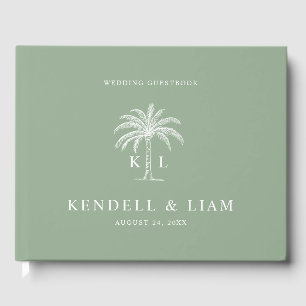 Monogram Wedding Logo Palm Tree Gästebuch