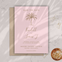 Monogram Wedding Logo Palm Tree Save the Date Card