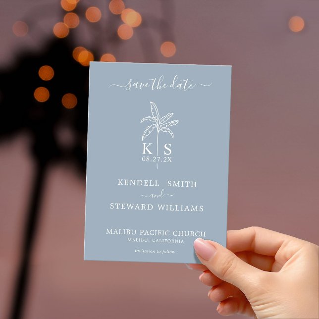 Monogram Wedding Logo Palm Tree Save the Date Einladung (Von Creator hochgeladen)