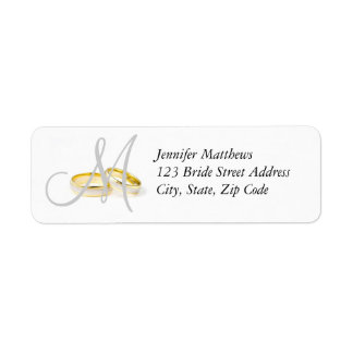 Monogram Wedding Rings Rücksendeadressen-Aufkleber