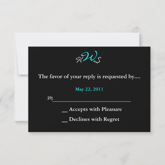 Monogram Wedding RSVP Schwarz-weiß Karte (Vorderseite)