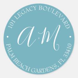 Monogram Wedding Rücksendeadresse Classic Round St Runder Aufkleber