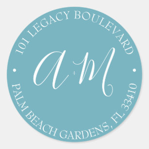 Monogram Wedding Rücksendeadresse Classic Round St Runder Aufkleber