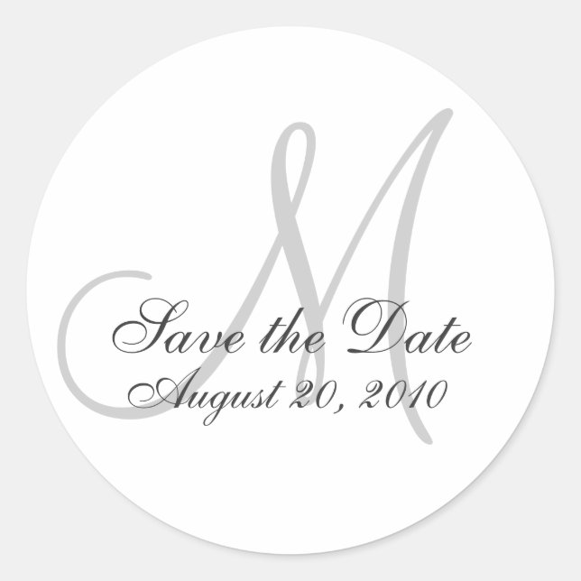 Monogram Wedding Save the Date Siegel Sticker (Vorderseite)