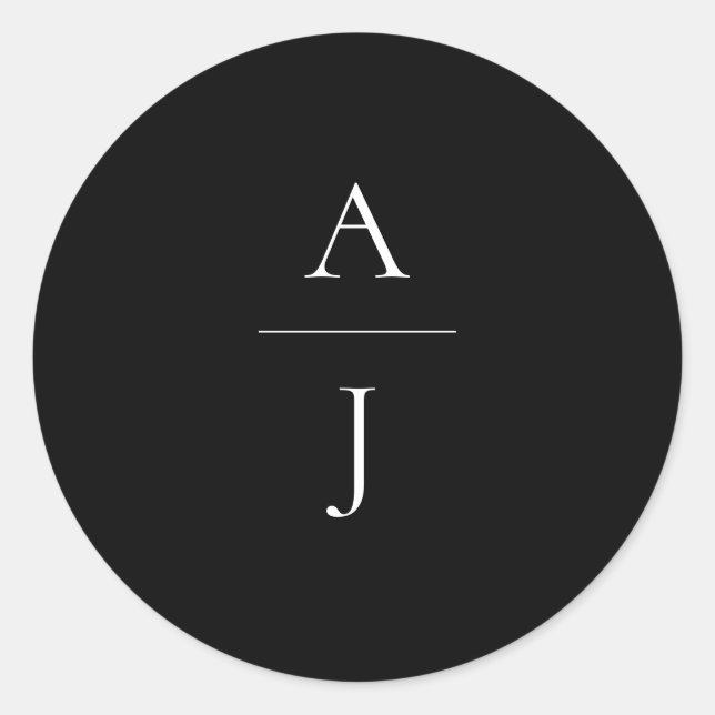 Monogram Wedding Schwarz-weißer Umschlag Aufkleber (Vorderseite)