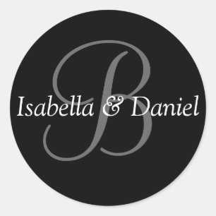 Monogram Wedding Template Bride Groom Names Custom Runder Aufkleber