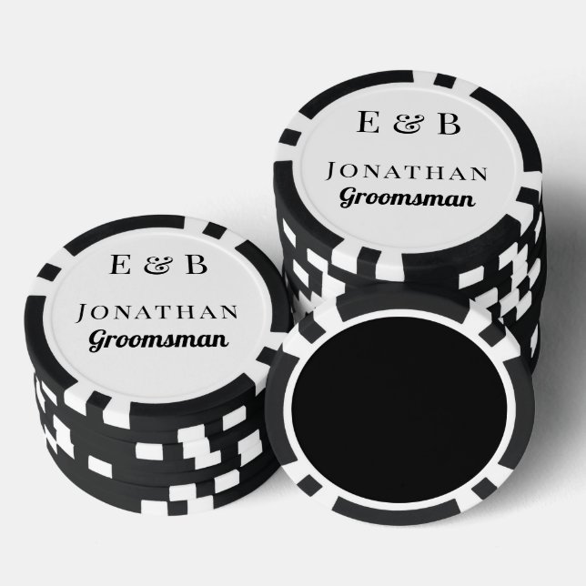 Monogram Wedding Trauzeuge Gift Personalisiert Bla Pokerchips (Stapel)