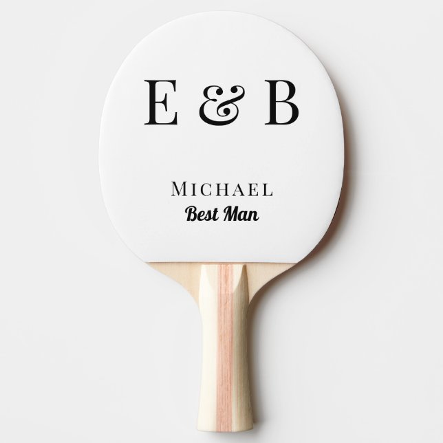 Monogram Wedding Trauzeuge Gift Personalisiert Bla Tischtennis Schläger (Vorderseite)