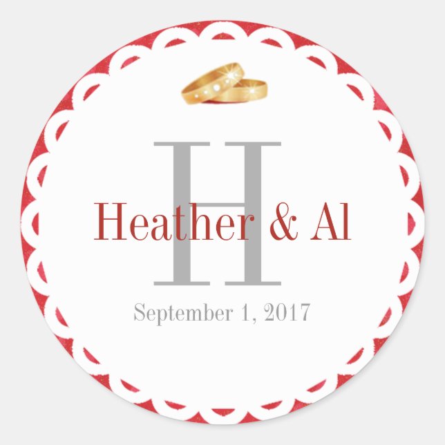 Monogram Wedding Umschlag Aufkleber Stickers (Vorderseite)