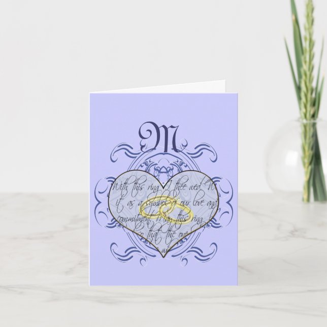 Monogram Wedding Vow Heart Dankeskarte (Vorderseite)