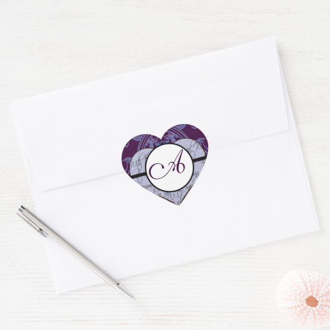 Monogram Wedding Vow Heart Herz-Aufkleber (Umschlag)