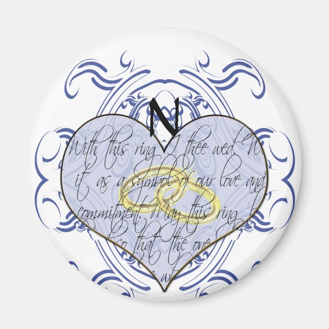 Monogram Wedding Vow Heart Magnet (Vorne)