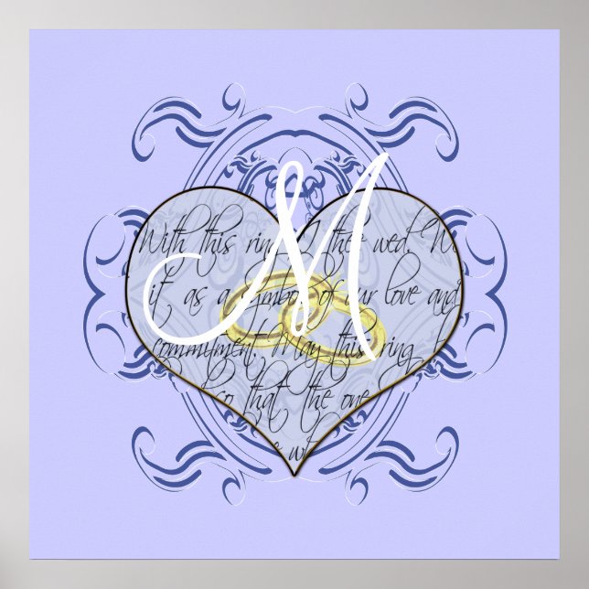 Monogram Wedding Vow Heart Poster (Vorne)