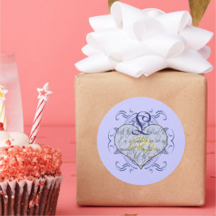 Monogram Wedding Vow Heart Runder Aufkleber