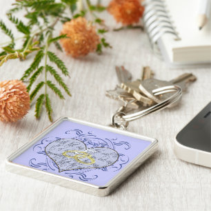 Monogram Wedding Vow Heart Schlüsselanhänger