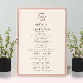 Monogram Wedding Zeremony Program Sign Foton Board Poster
