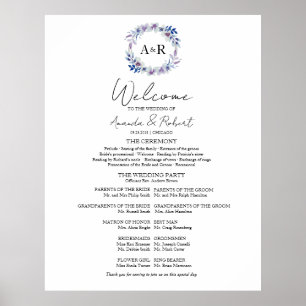 Monogram Wedding Zeremony Program Sign Foton Board Poster