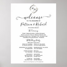 Monogram Wedding Zeremony Program Sign Foton Board