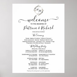 Monogram Wedding Zeremony Program Sign Foton Board Poster