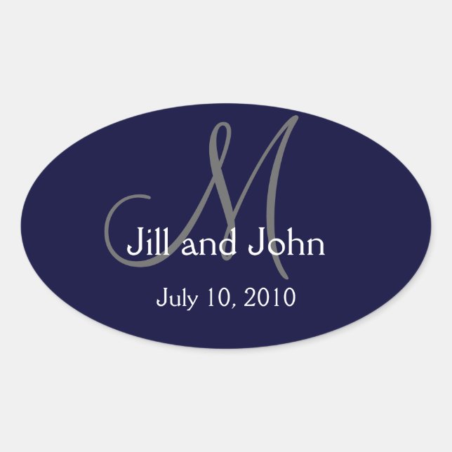 Monogram Wedine Wine Label Sticker Navy (Vorderseite)