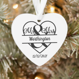 Monogram Wedname Heart Holiday Weihnachten Ornament
