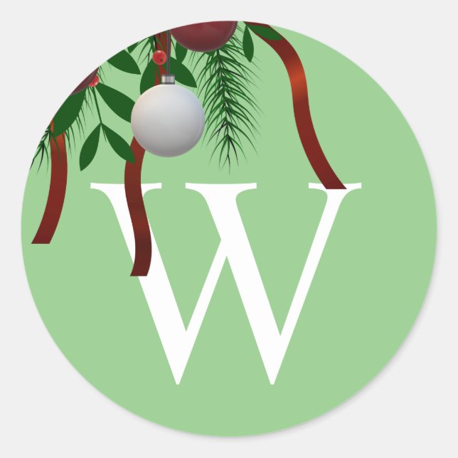 Monogram Weihnachtskleber für Umschlag Aufkleber (Vorderseite)