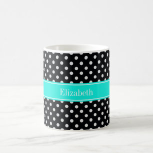 Monogram, weiß und schwarz Polka Dos Aqua Name7 Kaffeetasse
