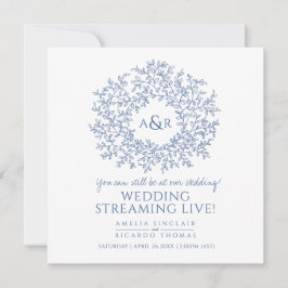 Monogram-weiße Blätter Hochzeit Live-Stream Ankündigung