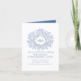 Monogram-weiße Blätter Hochzeit Live-Stream Ankündigung