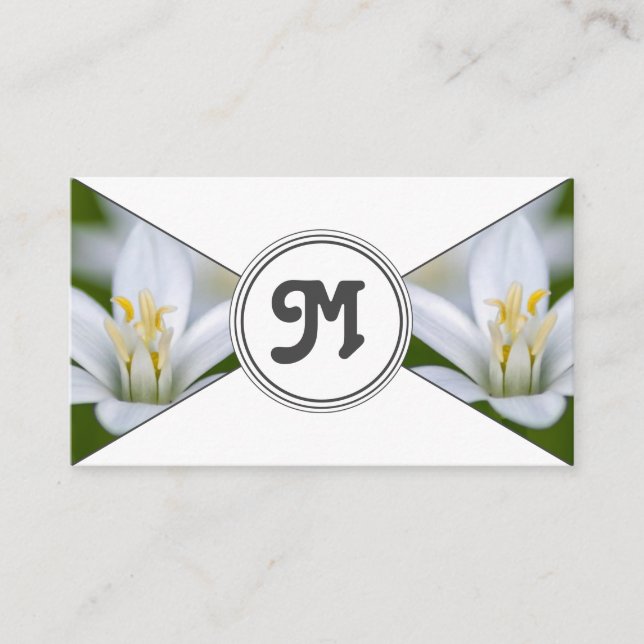 Monogram-weiße Blume florfarbene, elegante Dreieck Visitenkarte (Vorderseite)