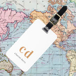 Monogram, weißer Goldname elegant modern Gepäckanhänger<br><div class="desc">Ein klassischer, schick weißer Hintergrund. Personalisieren und fügen Sie Ihre Monogramm-Initialen mit goldenen Blockbuchstaben und Ihren Namen in Schwarz und Gold. Modern, trendig und einfach.</div>