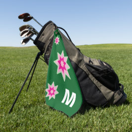 Monogram Whimiscal Water Pink Green Water Lilies Golfhandtuch