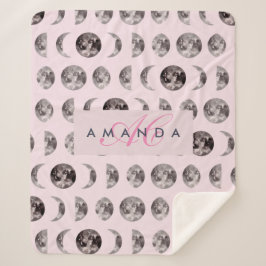 Monogram Whimsical Dreamy Moon Phases Sherpadecke