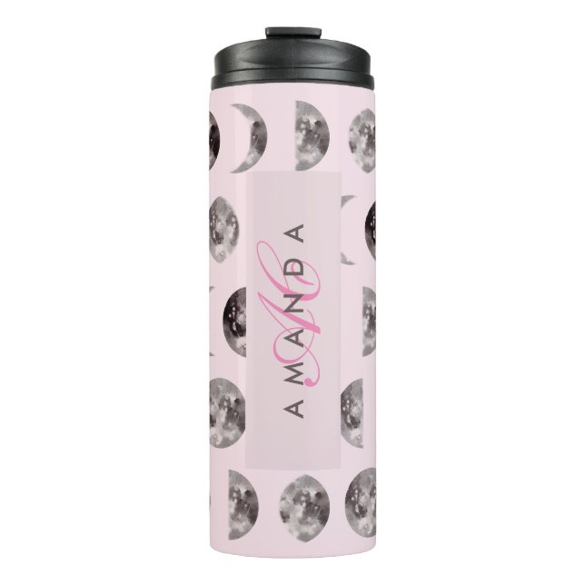 Monogram Whimsical Dreamy Moon Phases Thermosbecher (Vorderseite)