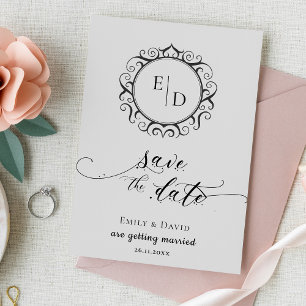 Monogram Whimsical Elegant Wedding Save the Date Ankündigung
