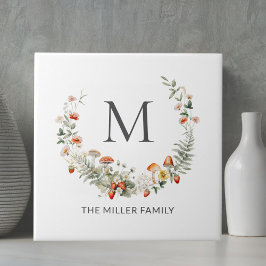 Monogram Whimsical Watercolor Floral Botanical Fliese