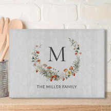 Monogram Whimsical Watercolor Floral Botanical