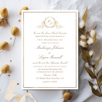 Monogram White and Gold Formal Elegante Wedding