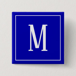 Monogram White auf der Schaltfläche "Royal Blue Sq Button
