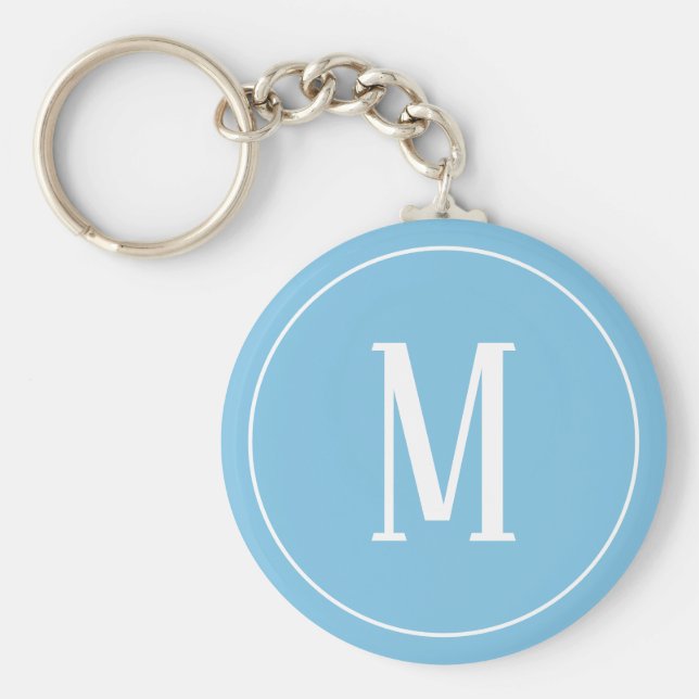 Monogram White auf Light Blue Schlüsselanhänger (Vorne)